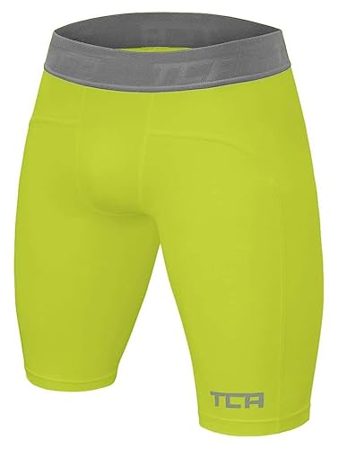 TCA Herren Pro Performance Kompressionsshorts, Schnelltrocknendes Baselayer Unterhose Tights Kurz Hose Laufunterwäsche - Licht Grün, XXL von TCA