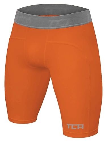 TCA Herren Pro Performance Kompressionsshorts, Schnelltrocknendes Baselayer Unterhose Tights Kurz Hose Laufunterwäsche - Orange, M von TCA