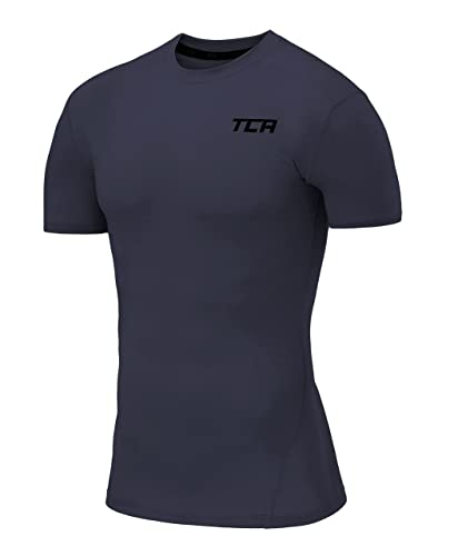 TCA Herren Pro Performance Shirt, Thermo, schnelltrocknendes Sportshirt, kurzärmliges und elastisches Funktionsshirt mit Passform Kompression - Dunkelgrau, M von TCA