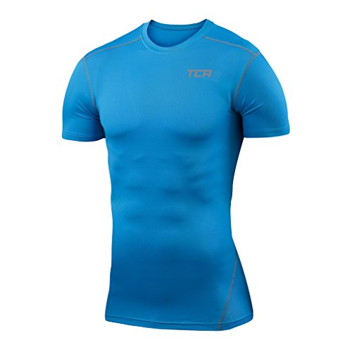 TCA Herren Pro Performance Shirt, Thermo, schnelltrocknendes Sportshirt, kurzärmliges und elastisches Funktionsshirt mit Passform Kompression - Himmelblau, M von TCA