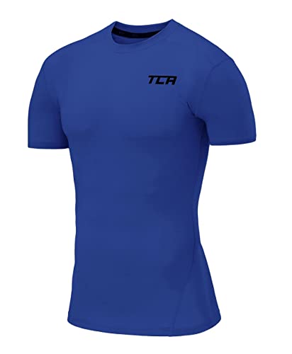 TCA Herren Pro Performance Shirt, Thermo, schnelltrocknendes Sportshirt, kurzärmliges und elastisches Funktionsshirt mit Passform Kompression - Leuchtend Blau, XL von TCA