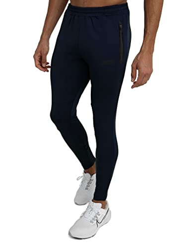 TCA Herren Rapid Quickdry enganliegende Jogging Hosen mit Reißverschlusstaschen - Blau, S von TCA