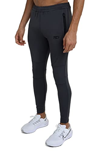 TCA Herren Rapid Quickdry enganliegende Jogging Hosen mit Reißverschlusstaschen - Grau, XL von TCA