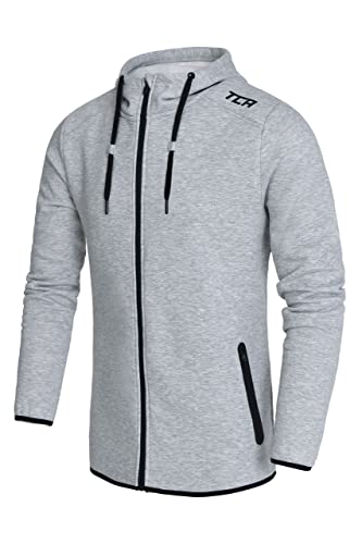 TCA Herren Revolution Hoodie - Sweatjacke mit Kapuze und Reißverschluss - Hellgrau, L von TCA