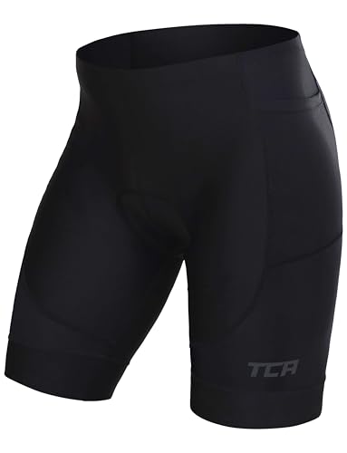 TCA Herren Slipstream gepolsterte Radhose, schnelltrocknend, rutschfest mit rückseitiger Reißverschlusstasche - Ideale Radhose Herren Radshorts Radbekleidung - Schwarz, M von TCA