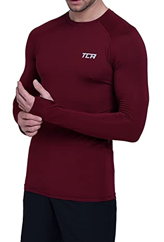 TCA Herren Stamina Langarmshirt- Leichtes Langarm Laufshirt - Cabernet, L von TCA