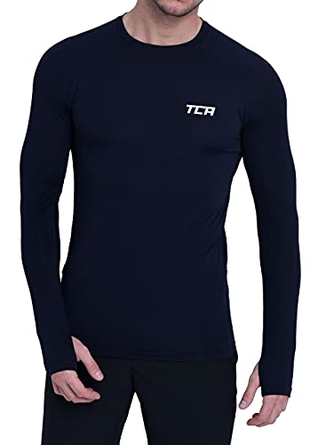 TCA Herren Stamina Langarmshirt- Leichtes Langarm Laufshirt - Dunkelblau, L von TCA