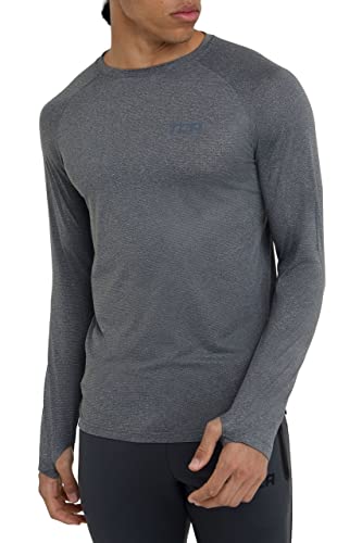 TCA Herren Stamina Langarmshirt- Leichtes Langarm Laufshirt - Grau, L von TCA