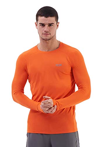 TCA Herren Stamina Langarmshirt- Leichtes Langarm Laufshirt - Rot, M von TCA