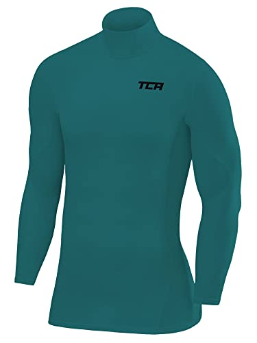 TCA Herren SuperThermal Baselayer Langarmshirt, Kompressionshirt mit Stehkragen - Grün, S von TCA