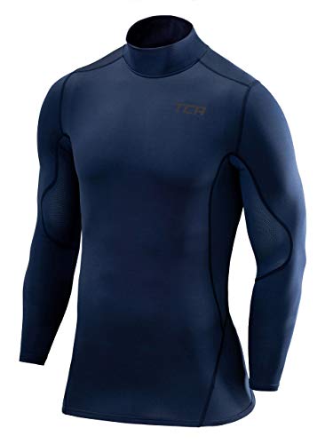 TCA Herren SuperThermal Baselayer Langarmshirt, Kompressionshirt mit Stehkragen - Dunkelblau, XXL von TCA