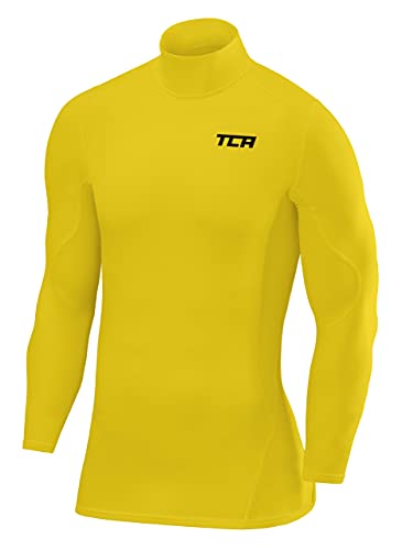 TCA Herren SuperThermal Baselayer Langarmshirt, Kompressionshirt mit Stehkragen - Gelb, L von TCA