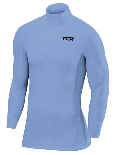 TCA Herren SuperThermal Baselayer Langarmshirt, Kompressionshirt mit Stehkragen - Hellblau, S von TCA