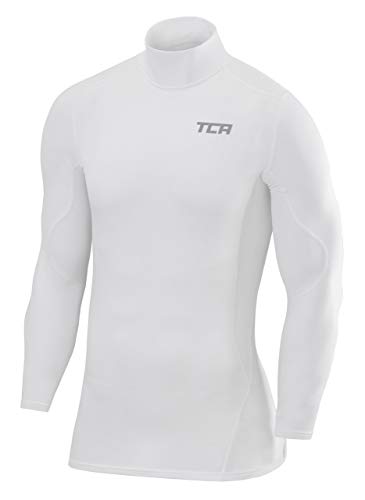 TCA Herren SuperThermal Baselayer Langarmshirt, Kompressionshirt mit Stehkragen - Weiss, L von TCA