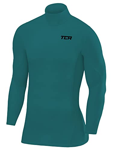 TCA Herren SuperThermal Baselayer Langarmshirt, Kompressionshirt mit Stehkragen - Grün, M von TCA