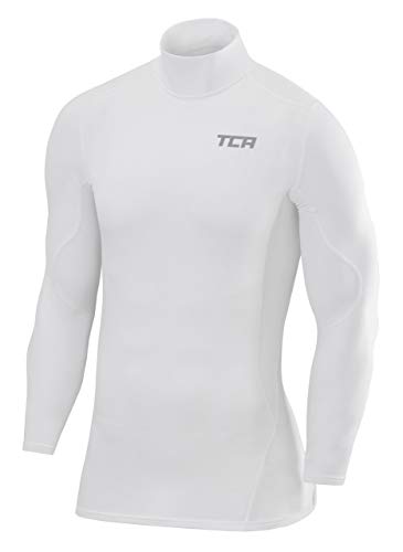 TCA Herren SuperThermal Baselayer Langarmshirt, Kompressionshirt mit Stehkragen - Weiss, S von TCA