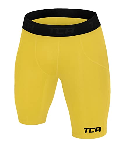 TCA Herren SuperThermal Kompressions Unterwäsche Shorts - Gelb, XL von TCA