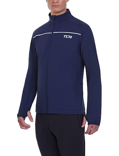 TCA Herren Thermische Radlaufjacke. Reflektierende atmungsaktive winddichte Jacke mit Reißverschlusstaschen - Dunkelblau, M von TCA