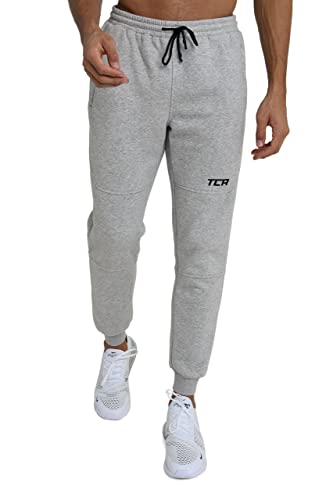 TCA Herren Utility Jogginghose mit Reißverschlusstaschen & Konischer Passform - Grau, S von TCA