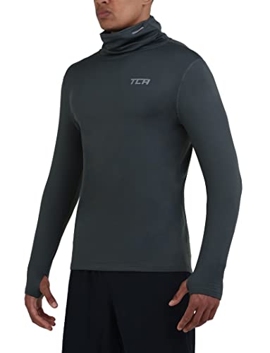 TCA Herren Warm-Up Trichterhals Thermo Laufshirt - Dunkelgrün, L von TCA