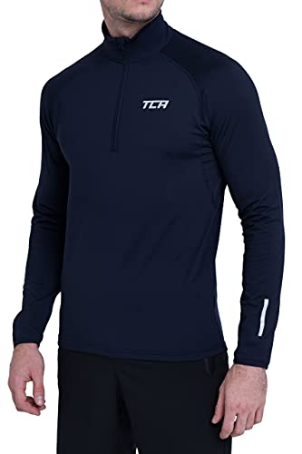 TCA Herren Winter Run Langarm Laufshirt mit Reißverschluss - Dunkelblau, L von TCA