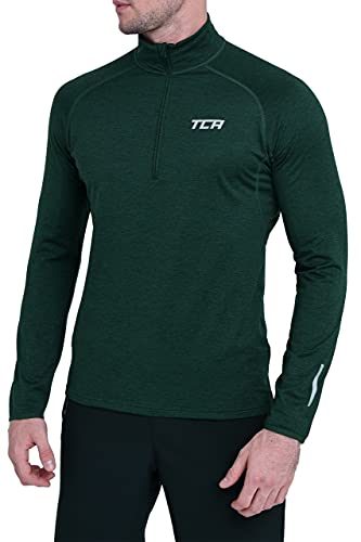 TCA Herren Winter Run Langarm Laufshirt mit Reißverschluss - Grün, S von TCA