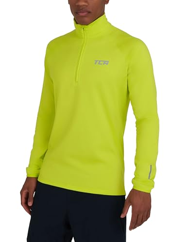 TCA Herren Winter Run Langarm Laufshirt mit Reißverschluss - Licht Grün, M von TCA