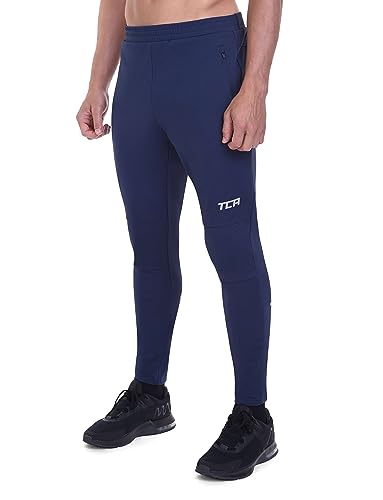 TCA Herren Winterliche thermische Radlaufhose zum Laufen, Radfahren, Wandern. Hose mit Reißverschlusstaschen - Dunkelblau, M von TCA