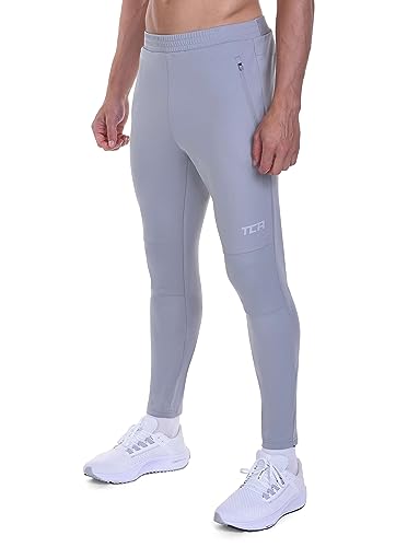 TCA Herren Winterliche thermische Radlaufhose zum Laufen, Radfahren, Wandern. Hose mit Reißverschlusstaschen - Hellgrau, L von TCA