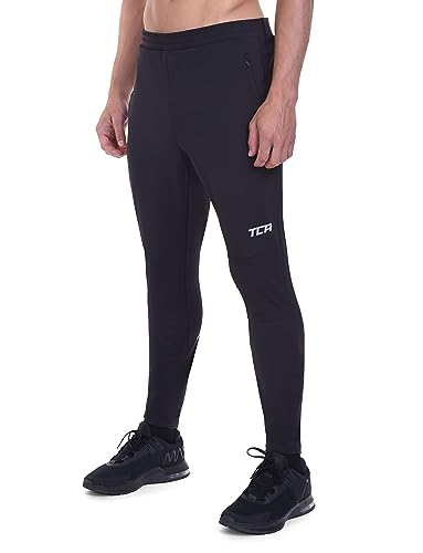 TCA Herren Winterliche thermische Radlaufhose zum Laufen, Radfahren, Wandern. Hose mit Reißverschlusstaschen - Schwarz, M von TCA