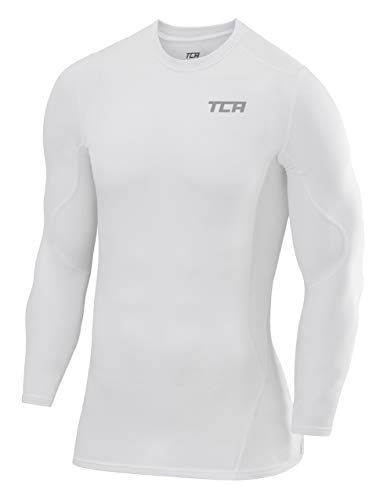 TCA Herren und Jungen SuperThermal Kompressionsshirt Atmungsaktiv Langarm Funktionsshirts Schnell Trocknend Sportshirt Laufshirt - Weiss, L von TCA