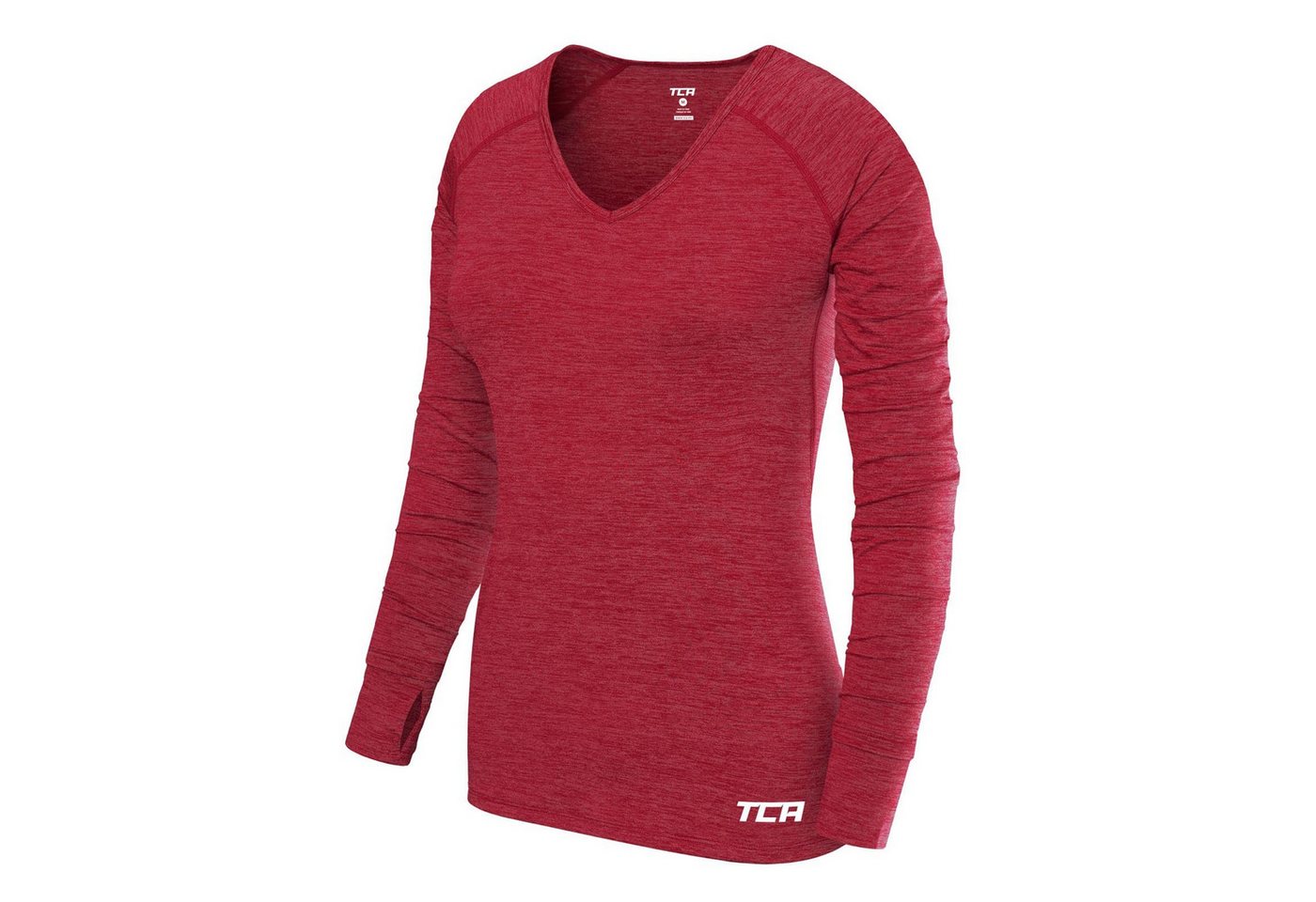 TCA Langarmshirt TCA Damen Elle Langarm V-Ausschnitt Laufshirt - Rosa, XL (1-tlg) von TCA