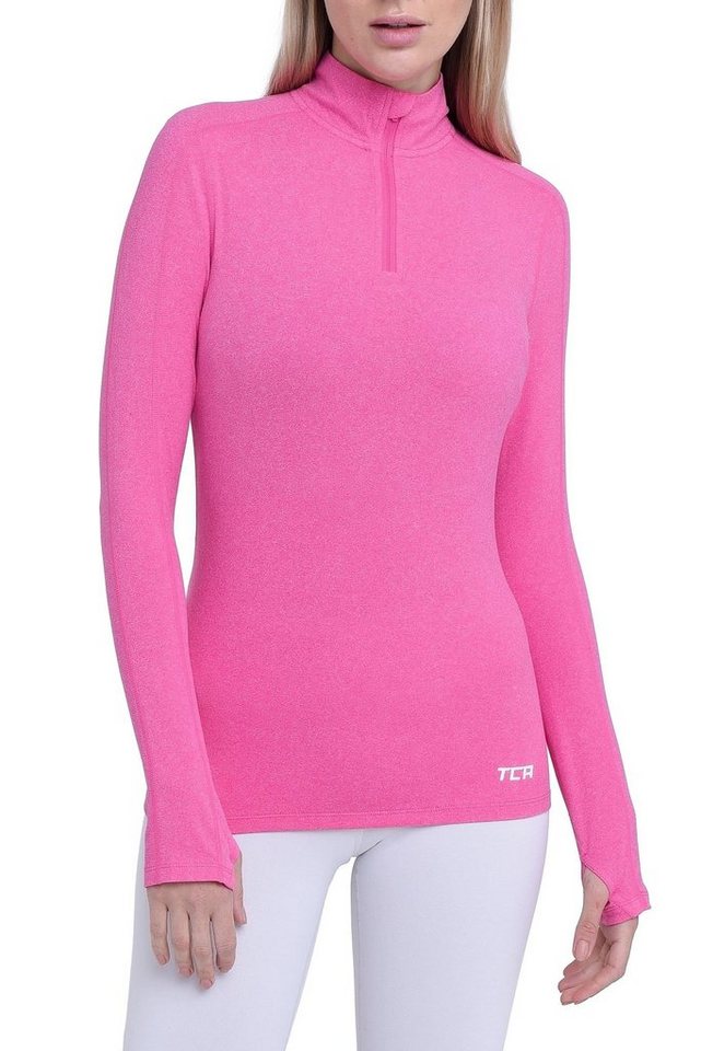 TCA Langarmshirt TCA Damen Laufshirt Quickdry mit Reißverschlusstasche - Rosa, XL (1-tlg) von TCA