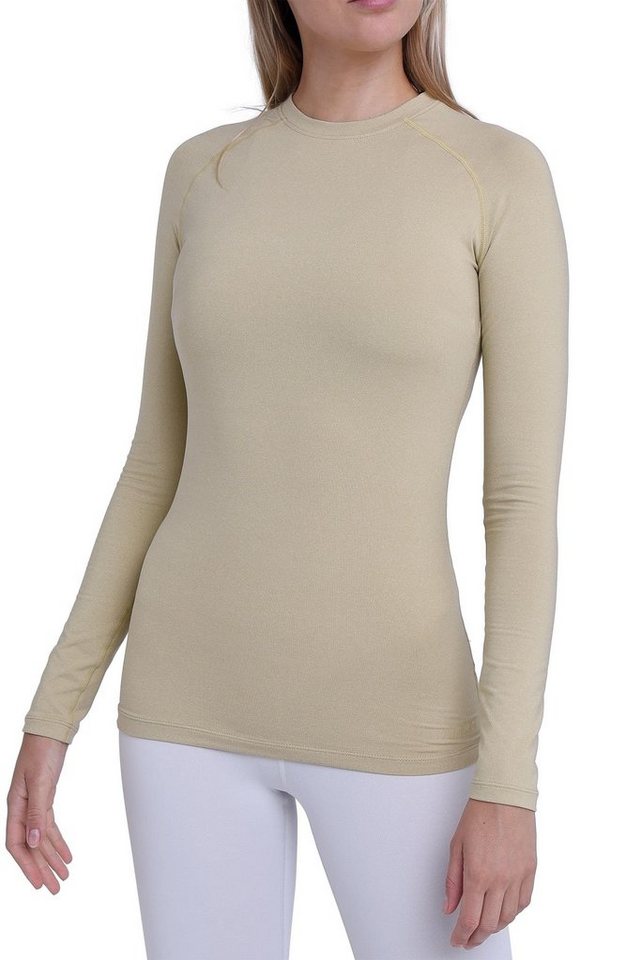 TCA Langarmshirt TCA Damen Thermo-Laufshirt, Langarm, Kompressions Laufoberteil - Beige (1-tlg) von TCA