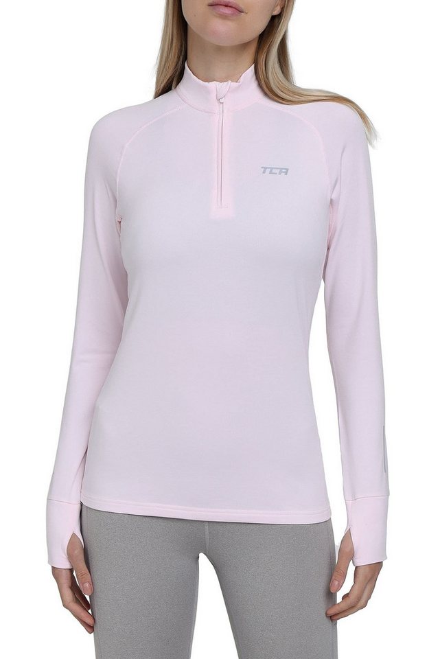 TCA Langarmshirt TCA Damen Winter Laufshirt mit Brustreißverschluss - Rosa, XL (1-tlg) von TCA