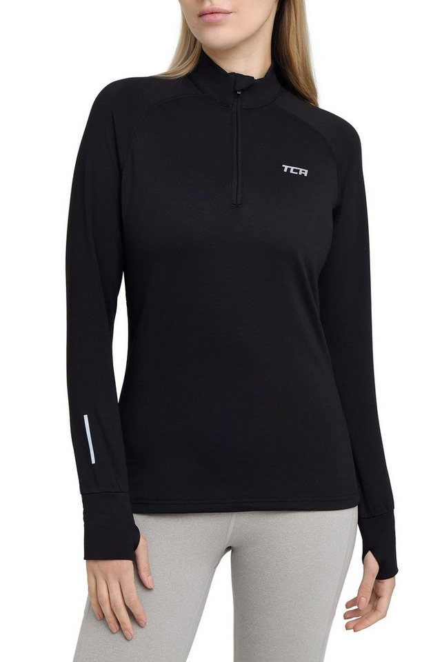 TCA Langarmshirt TCA Damen Winter Laufshirt mit Brustreißverschluss - Schwarz (1-tlg) von TCA