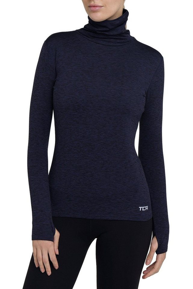 TCA Langarmshirt TCA Damen Winter Laufshirt mit Reißverschluss - Dunkelblau (1-tlg) von TCA