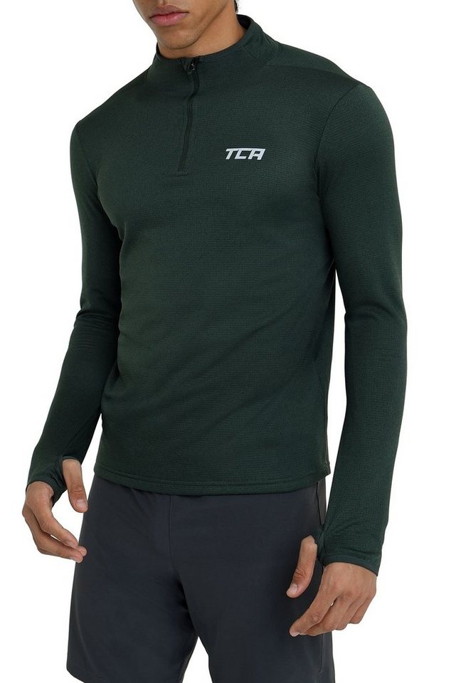 TCA Langarmshirt TCA Herren Cloud Fleece Sporttop - Dunkelgrün (1-tlg) von TCA