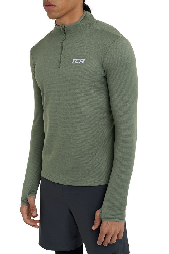 TCA Langarmshirt TCA Herren Cloud Fleece Sporttop Laufshirt - Hellgrün (1-tlg) von TCA