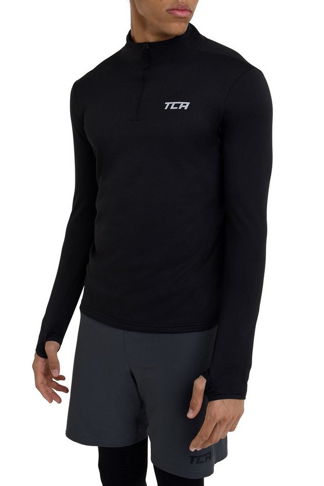 TCA Langarmshirt TCA Herren Cloud Fleece Sporttop Laufshirt - Schwarz (1-tlg) von TCA