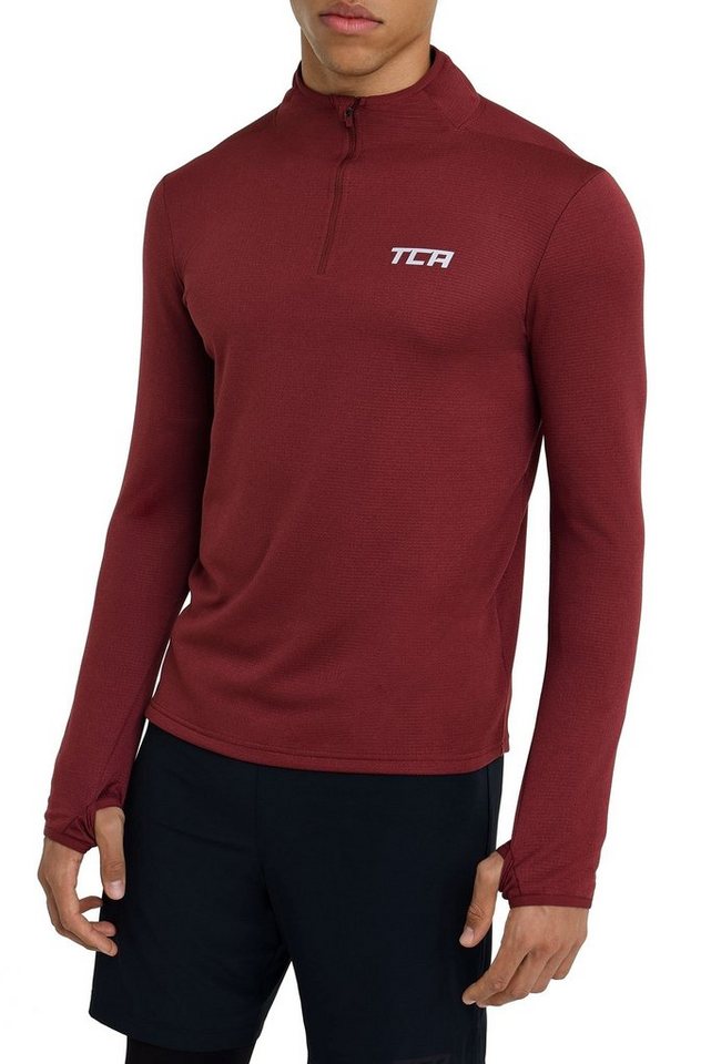 TCA Langarmshirt TCA Herren Cloud Fleece Sporttop mit Reißverschluss - Cabernet (1-tlg) von TCA