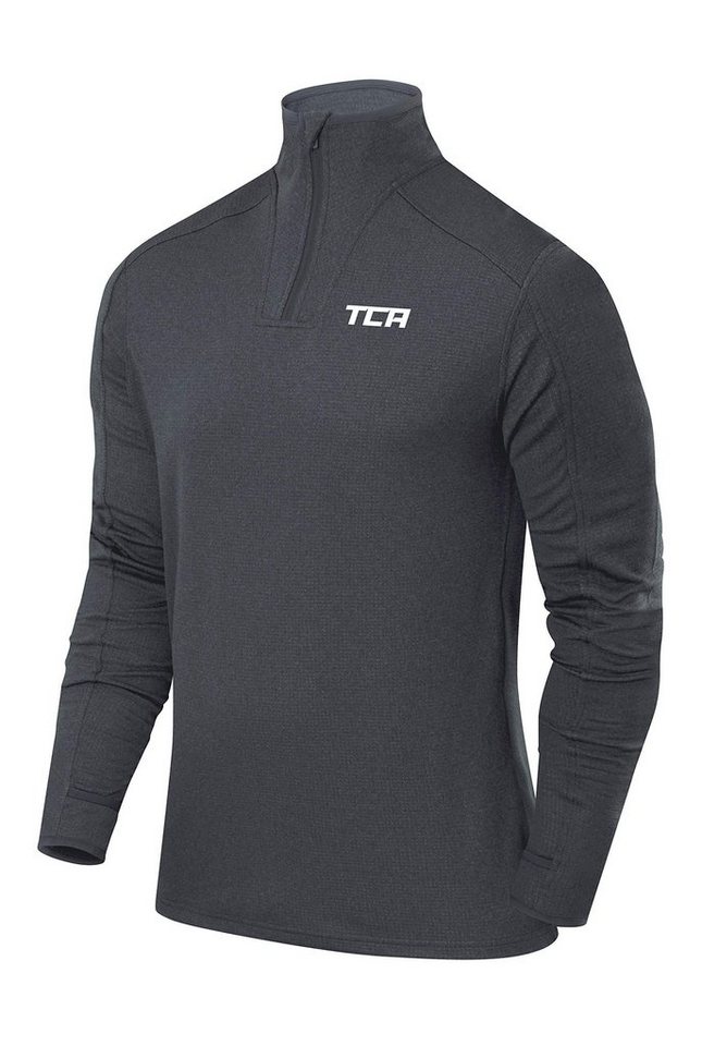 TCA Langarmshirt TCA Herren Cloud Fleece Sporttop mit Reißverschluss - Hellgrau (1-tlg) von TCA