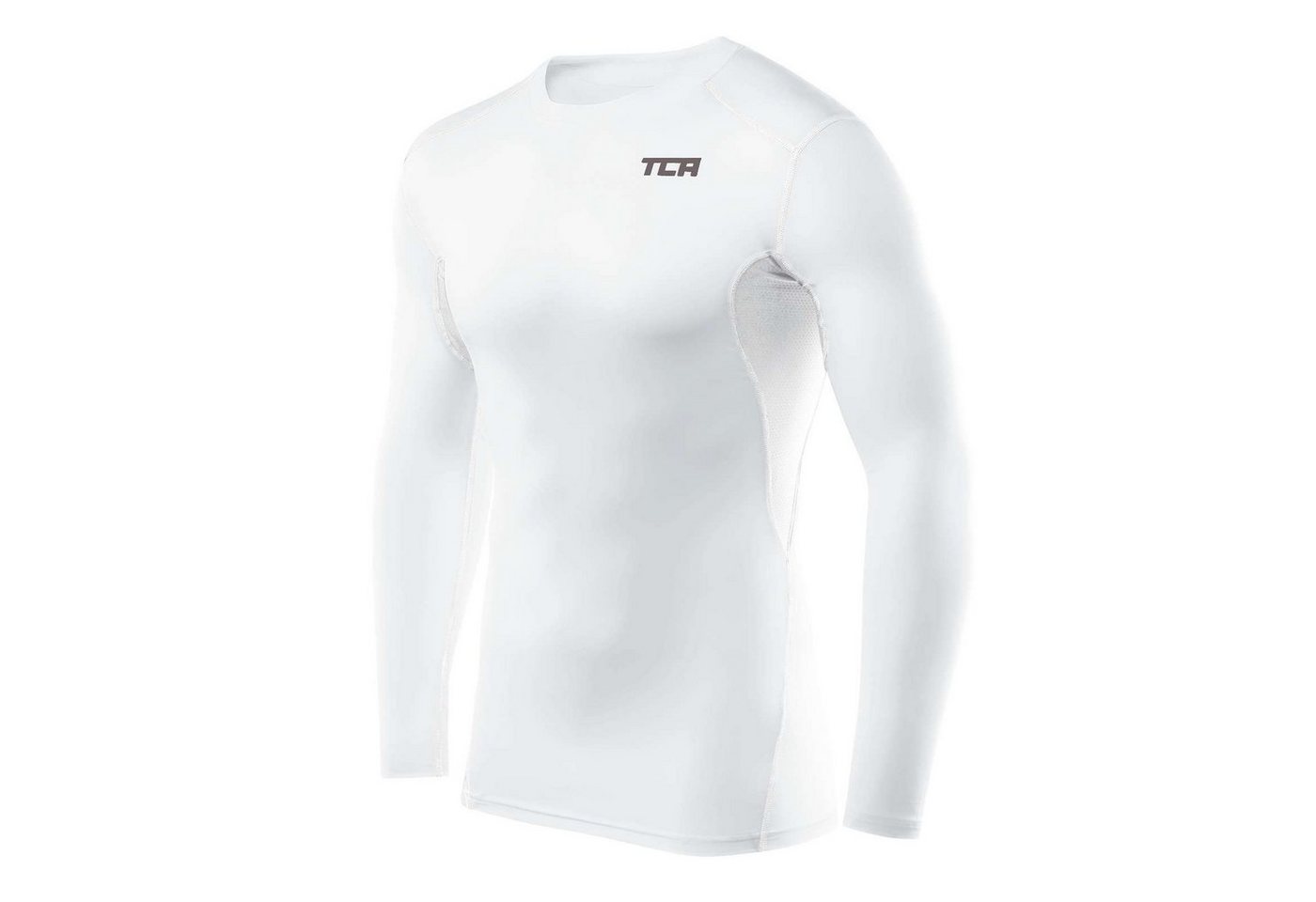 TCA Langarmshirt TCA Herren HyperFusion Kompressionsshirt Langarm Sportshirt - Weiss (1-tlg) von TCA