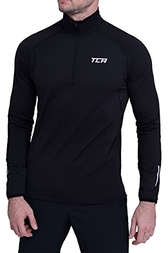 TCA Herren Winter Run Langarm Laufshirt mit Reißverschluss - Schwarz, L von TCA