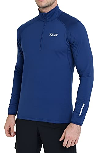 TCA Herren Winter Run Langarm Laufshirt mit Reißverschluss - Blau, M von TCA