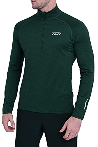 TCA Herren Winter Run Langarm Laufshirt mit Reißverschluss - Grün, XL von TCA