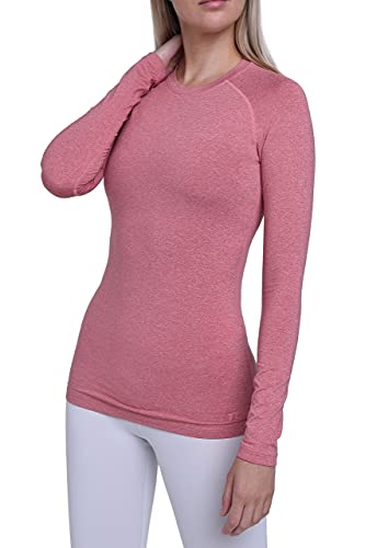 TCA Thermounterwäsche Damen Extra Warm - Thermo Unterwäsche für Sport - Thermoshirt Funktionsshirt Langarm - Kompressions Laufoberteil - Dunkelpink, M von TCA