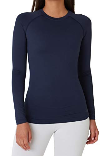 TCA Thermounterwäsche Damen Extra Warm - Thermo Unterwäsche für Sport - Thermoshirt Funktionsshirt Langarm - Kompressions Laufoberteil - Dunkelblau, L von TCA