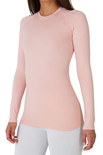 TCA Thermounterwäsche Damen Extra Warm - Thermo Unterwäsche für Sport - Thermoshirt Funktionsshirt Langarm - Kompressions Laufoberteil - Hell-Pink, XL von TCA