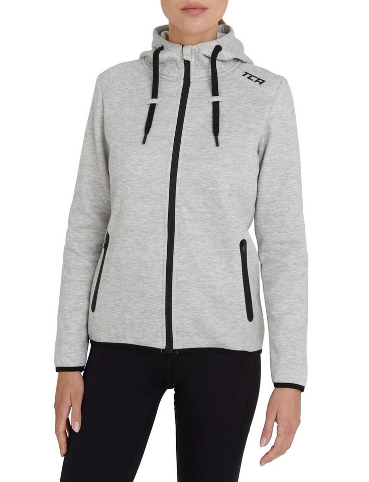 TCA Trainingspullover TCA Damen Revolution Hoodie, Hellgrau, Kapuze, Reißverschlusstaschen (1-tlg) von TCA